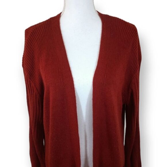 NO BOUNDARIES RUST LACE UP BACK LONG CARDIGAN SZ.XL GUC - Picture 2 of 9